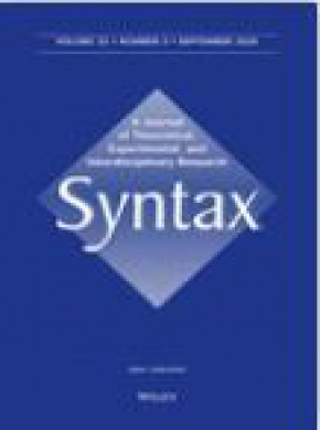 Syntax-a Journal Of Theoretical Experimental And Interdisciplinary Research杂志