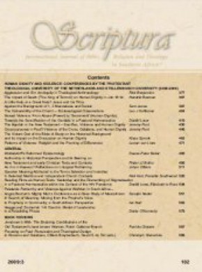 Scriptura-international Journal Of Bible Religion And Theology In Southern Afric杂志