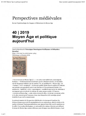 Perspectives Medievales-revue D'epistemologie Des Langues Et Litteratures Du Moy杂志