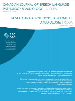 Canadian Journal Of Speech-language Pathology And Audiology杂志